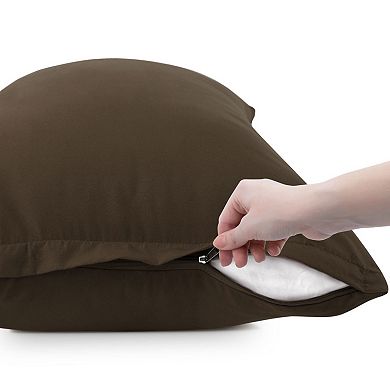 2 Pcs Zippered Soft Microfiber Pillow Cases Travel 14"x20"