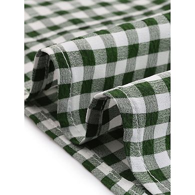 Women's Plus Size Summer Gingham Tops Sweetheart Neck Flounce Sleeve Blouse Top