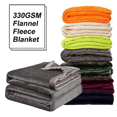 Flannel Fleece Blanket for All Seasons, Wide Hemmed Luxury TwinxL 65"x90"
