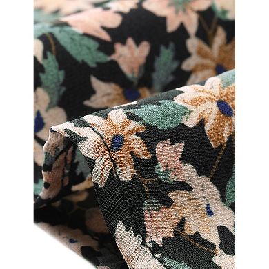 Women's Plus Size Floral V Neck Half Placket Casual Chiffon Blouse