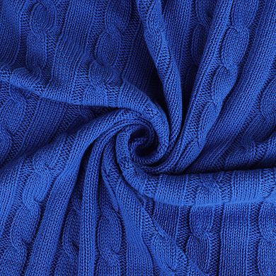 Cotton Cable Knit Throw Blanket Super Soft Throw Couch Covers Decorative Knitted Blankets for Bed
