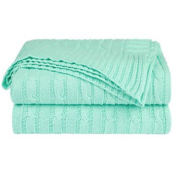 Cotton Cable Knit Throw Blanket Super Soft Throw Couch Covers Decorative Knitted Blankets for Bed