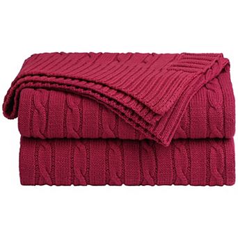 Cotton Cable Knit Throw Blanket Super Soft Throw Couch Covers Decorative Knitted Blankets for Bed