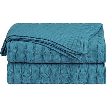 Cotton Cable Knit Throw Blanket Super Soft Throw Couch Covers Decorative Knitted Blankets for Bed