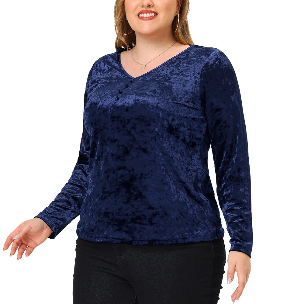 Plus Size Solid Long Sleeve Top