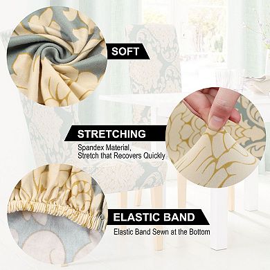 1Pcs Floral Dining Chair Cover Spandex Seat Slipcover