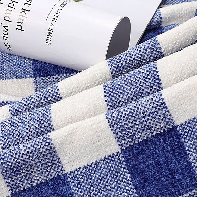 Chenille Throw Blankets with Tassel Plaid Twin 60"x78"