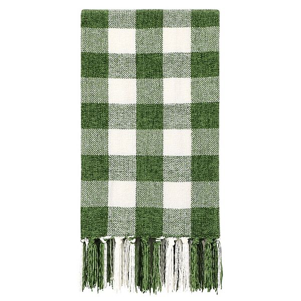 Chenille Throw Blankets with Tassel Plaid Twin 60"x78"