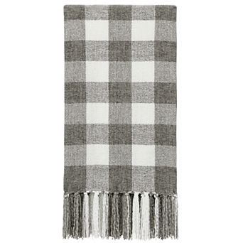 Chenille Throw Blankets with Tassel Plaid Twin 60"x78"