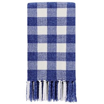 Chenille Throw Blankets with Tassel Plaid Twin 60"x78"
