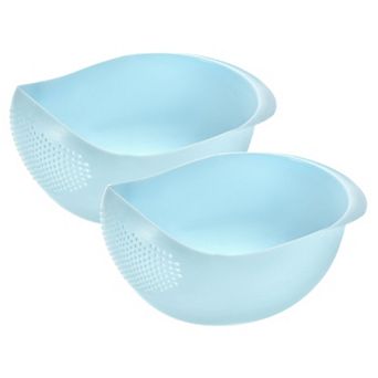 2 pc Rice Washing Filter Strainer Basket Sieve Fruit Drain Bowl