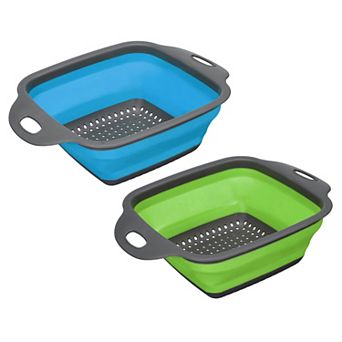 Collapsible Colander Set, 2 pc Silicone Square Strainer, Small