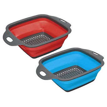 Collapsible Colander Set, 2 pc Silicone Square Strainer, Small