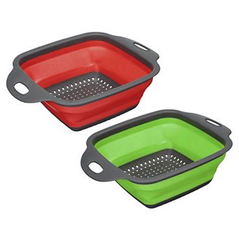 Collapsible Colander Set, 2 pc Silicone Square Strainer, Small