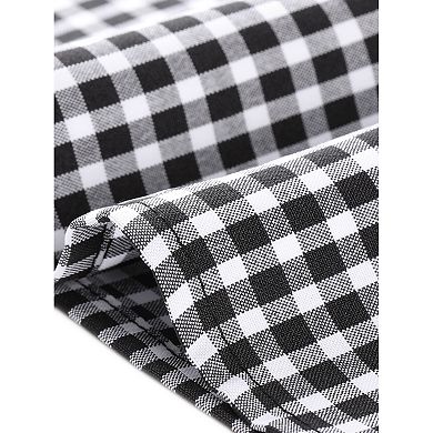 Women's Plus Size Blouse Short Sleeve Sweetheart Neck Plaid Peplum Top