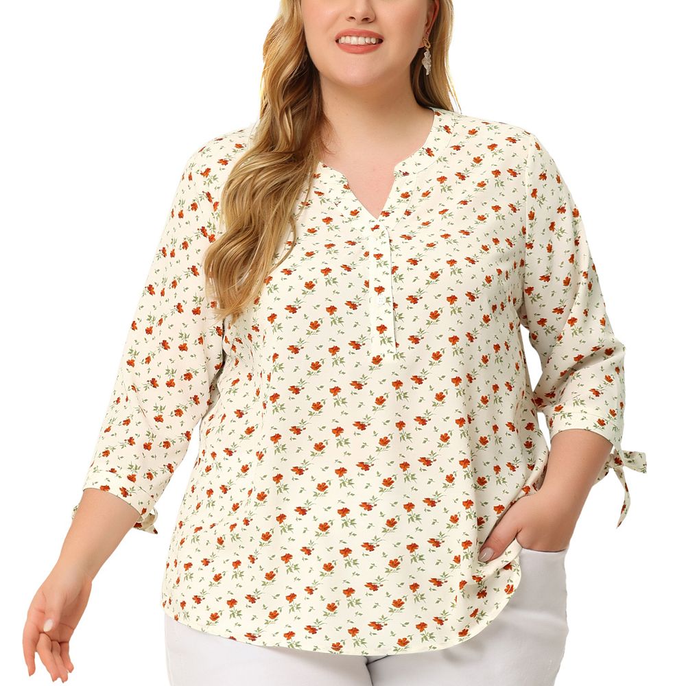 Plus Floral Bottom Knot Tunic