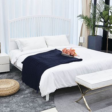 Cotton Knitt Throw Blanket Decorative Cable Knitted Blanket Throw 47"x70"