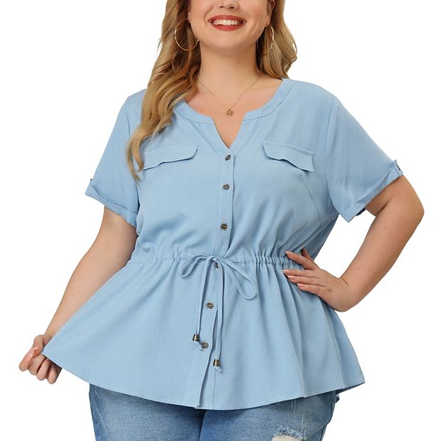 v neck chambray shirt