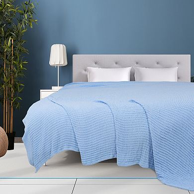100% Cotton Thermal Blanket Soft Lightweight Knit Throw Blanket Waffle Weave Knitted Blanket 90"x90"