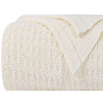 100% Cotton Thermal Blanket Soft Lightweight Knit Throw Blanket Waffle Weave Knitted Blanket 90"x90"