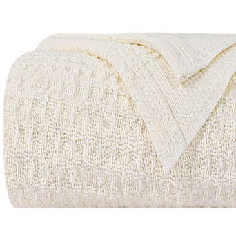 100% Cotton Thermal Blanket Soft Lightweight Knit Throw Blanket Waffle Weave Knitted Blanket 90"x90"