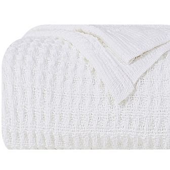 100% Cotton Thermal Blanket Soft Lightweight Knit Throw Blanket Waffle Weave Knitted Blanket 90"x90"