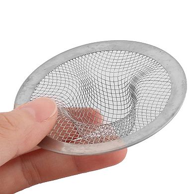 Home Kitchen Bathroom Mesh Hole Basin Sink Drain Strainer 2pcs Silver Tone
