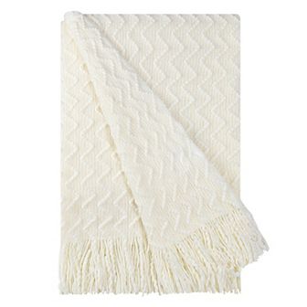 Soft Knitted Throw Blanket Bed Sofa Couch Decorative Fringe Wave Pattern Throw 50"x60"