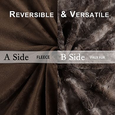 Luxury Soft Shaggy Faux Fur Blanket Reversible Tie-dye Throw for Sofa Couch Bed Twin 60"x77"