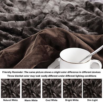 Double-Sided Faux Fur Throw Blanket Throw 50"x60"