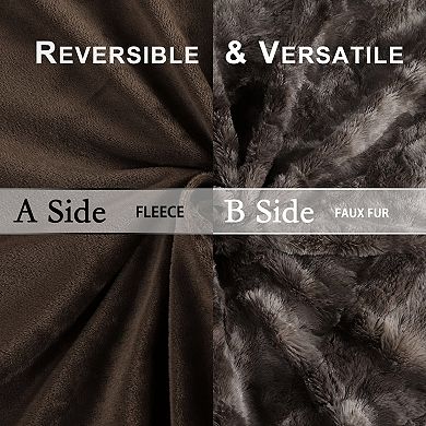 Double-Sided Faux Fur Throw Blanket Throw 50"x60"