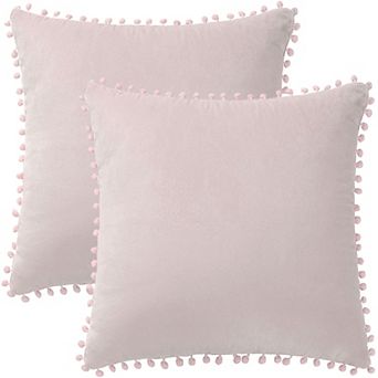 Velvet Pillow Covers Pom Throw Cover Square Throw Pillow Covers 2 pc 20"x20"