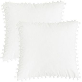 Velvet Pillow Covers Pom Throw Cover Square Throw Pillow Covers 2 pc 20"x20"