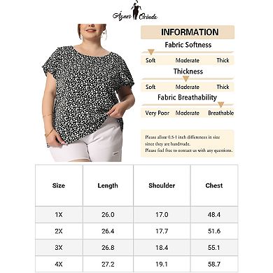Women's Plus Size Retro Ditsy Floral Short Sleeve Round Neck Blouse