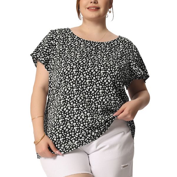 Plus Size Women Spring Retro V-Neck Puff Sleeve Blouse