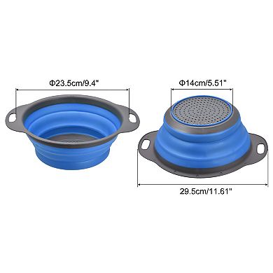Collapsible Colander Round Foldable Strainer, Diameter Sizes 9.4inch Blue