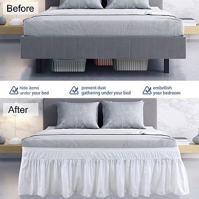 Bed Skirt Polyester Brushed Elastic Dust Ruffles 16 Inch Drop King 78" x 80"