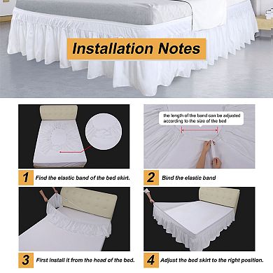 Bed Skirt Polyester Brushed Elastic Dust Ruffles 16 Inch Drop King 78" x 80"