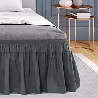 Bed Skirt Polyester Brushed Elastic Dust Ruffles 16 Inch Drop King 78" x 80"