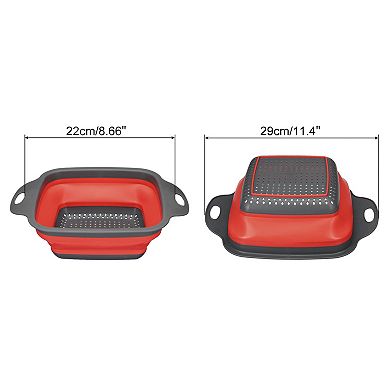 Collapsible Colander, Silicone Square Strainer with Handle Space Saving Suitable for Pasta