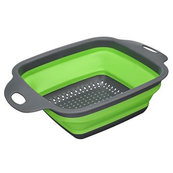 Collapsible Colander, Silicone Square Strainer with Handle Space Saving Suitable for Pasta
