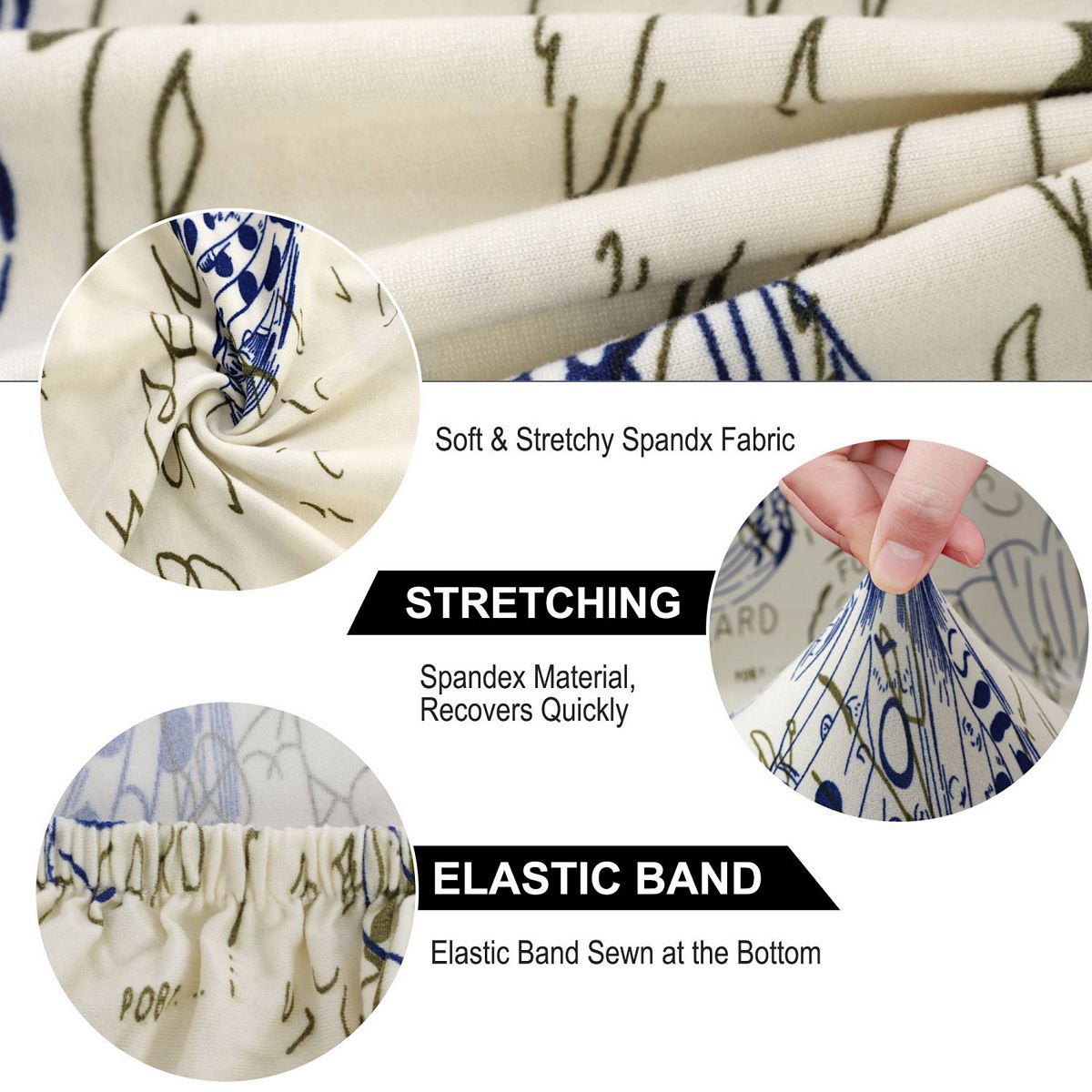Soft stretchy spandex dining chair cover with elastic band