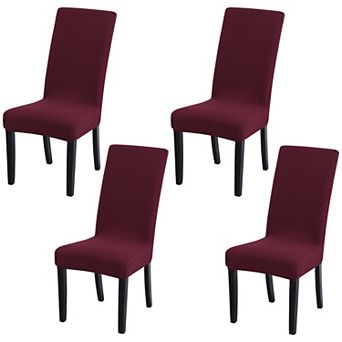 Stretch Spandex Knit Jacquard Chair Slipcovers Seat Cover 4 pc