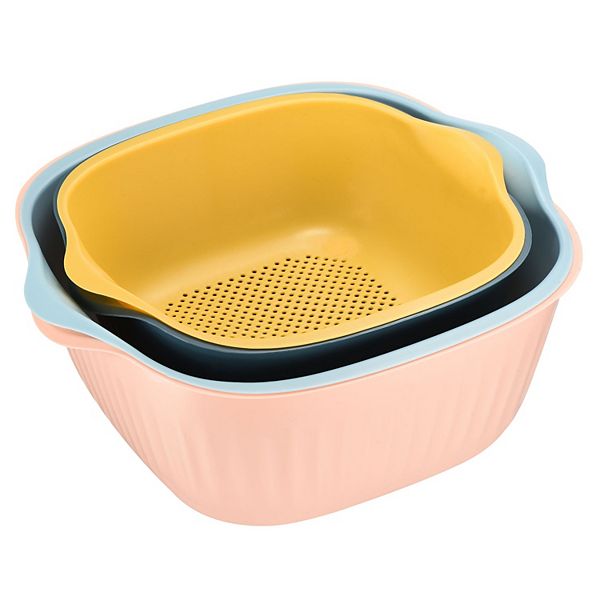 Kitchen Colander Bowl 2PCS, Plastic Pasta Drainer Basket