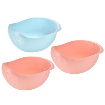 3 pc Kitchen Colander Rice Drain Bowl Fruit Washing Basket