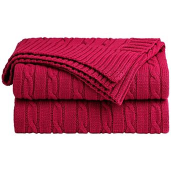 Soft 100% Cotton Knitted Lightweight Cable Knit Bed Blanket Home Decorative Blanket Throw 50"x60"