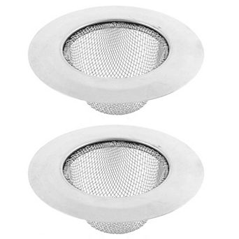 Kitchen Bathtub Basin Sink Garbage Strainer Drain Stopper 3.5" Dia 2 pc Silver Tone