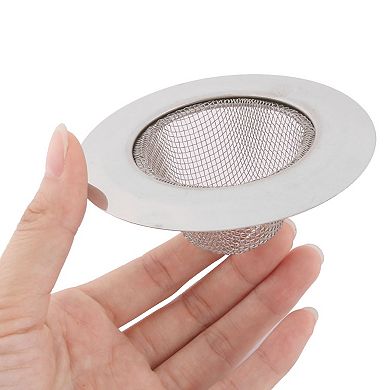 Kitchen Bathtub Basin Sink Garbage Strainer Drain Stopper 3.5" Dia 2pcs Silver Tone