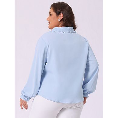 Women's Plus Size Ruffle Long Sleeves Panper Pan Tops