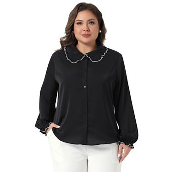 Women's Plus Size Ruffle Long Sleeves Panper Pan Tops